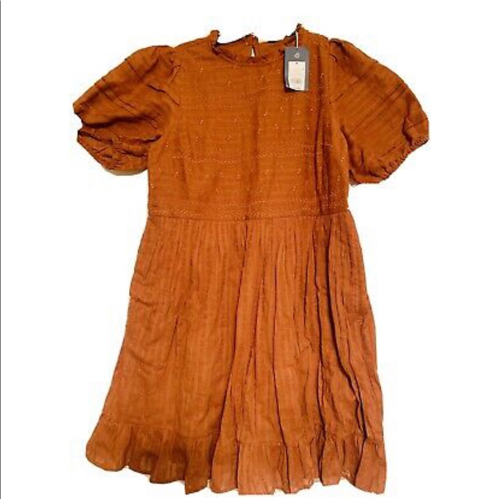 Plus Universal Thread Cotton Lace Dress Rust